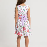 Girls Cotton Dress Off White Printed