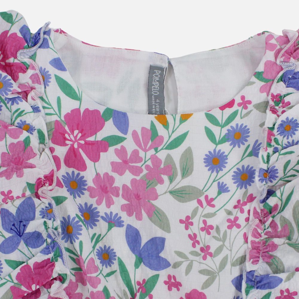 Girls Cotton Dress – Floral Printed