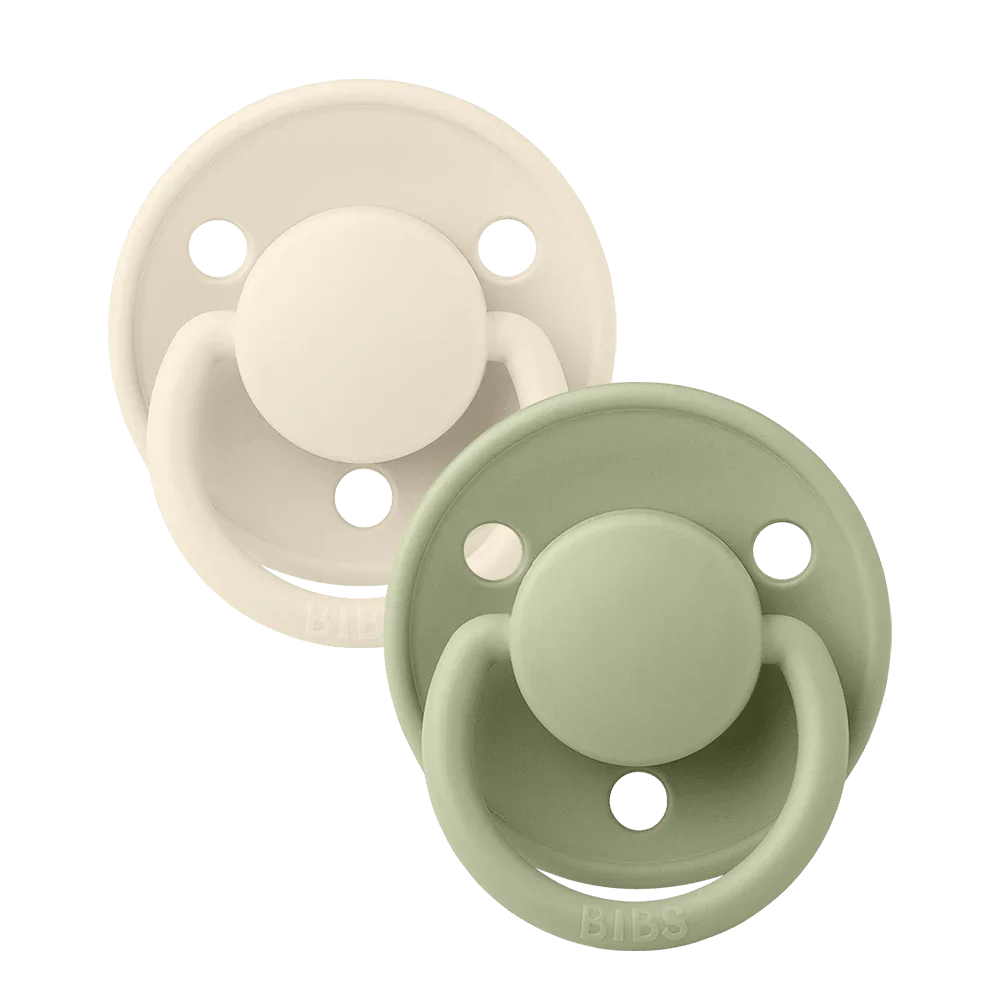 BIBS Pacifier De Lux Pack of 2 – Silicone Onesize Ivory/Sage - Baby Essentials
