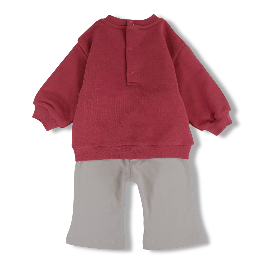 Baby Girls Cotton 2-Piece Outfit Set – Maroon/Beige with “Be Sweet" Design