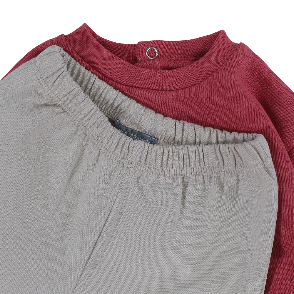 Baby Girls Cotton 2-Piece Outfit Set – Maroon/Beige with “Be Sweet" Design