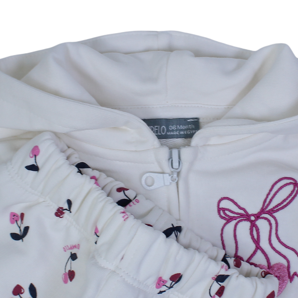 Baby Girls Cotton 2-Pieces Outfit Set – Off-White with Cute Design