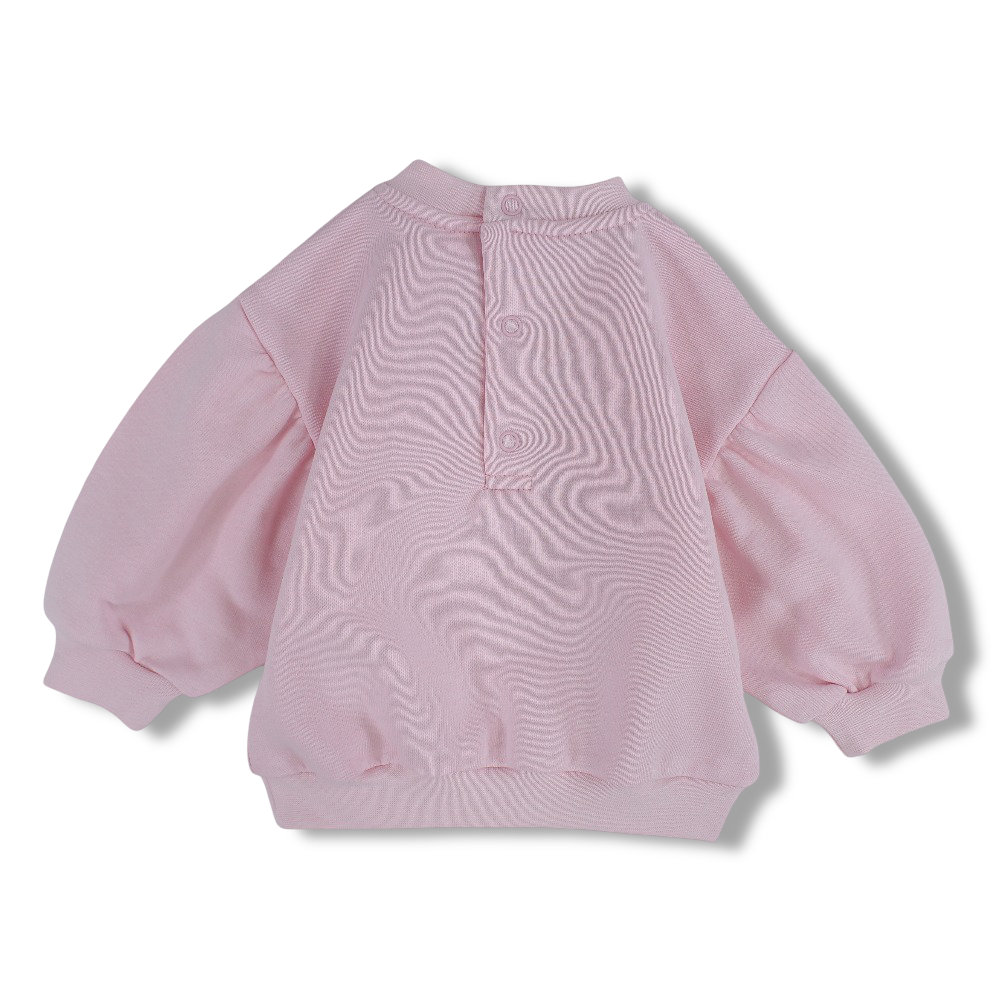 Baby Girls Cotton Blouse – Pink with “Oui Ma Chérie” Embroidery