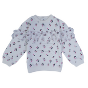Baby Girls Cotton Sweatshirt – Off-White with Ruffles
