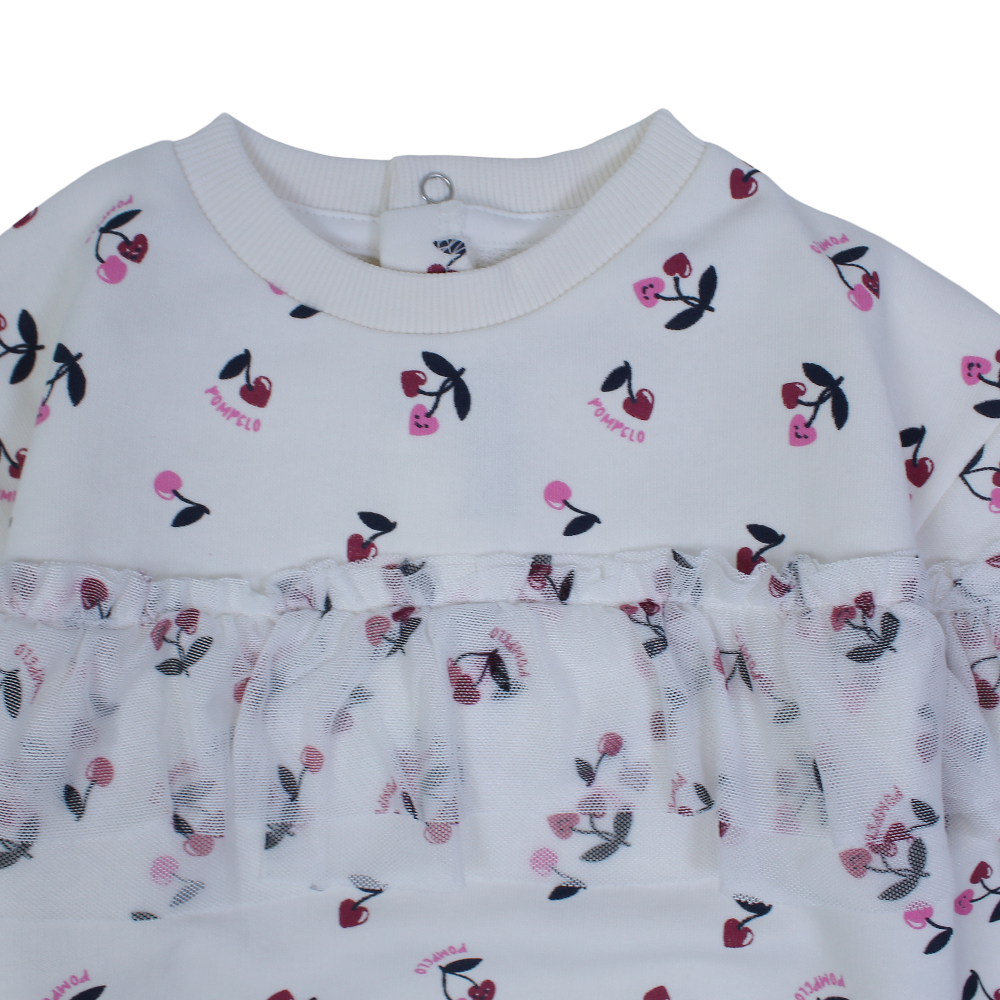 Baby Girls Cotton Sweatshirt – Off-White with Ruffles