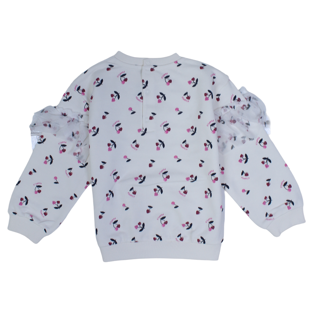 Baby Girls Cotton Sweatshirt – Off-White with Ruffles