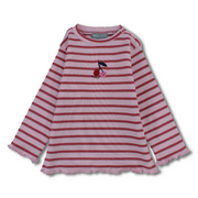 Baby Girls Cotton T-Shirt – Striped Pink/Red