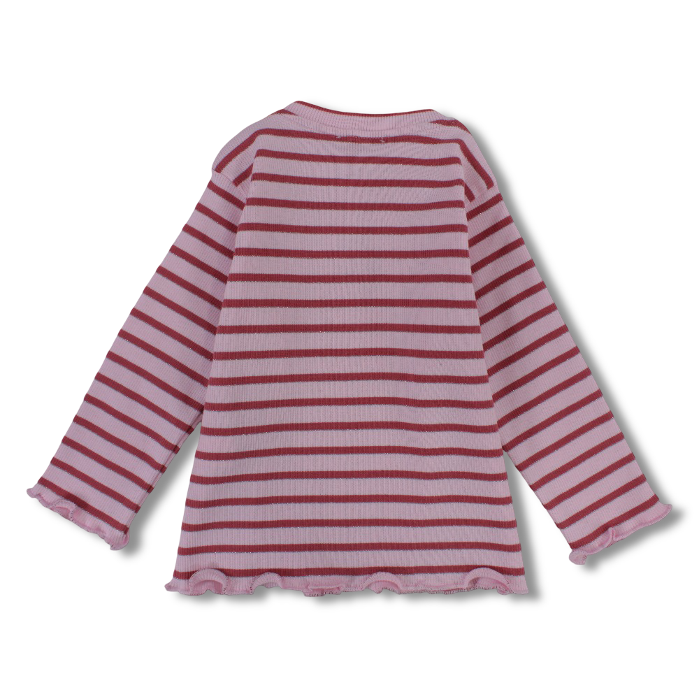 Baby Girls Cotton T-Shirt – Striped Pink/Red