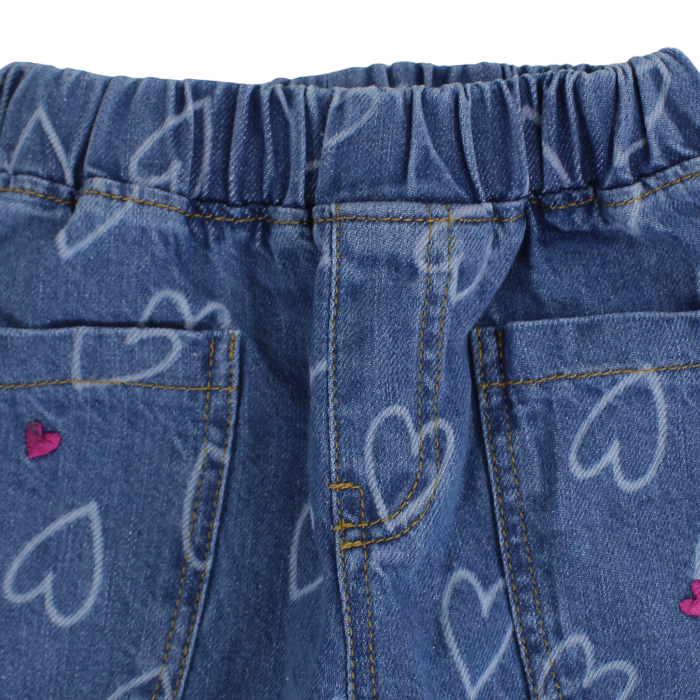 Baby Girls Jeans – Dark Blue with Hearts Print