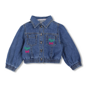 Baby Girls Denim Jacket - Jeans with Cherry Embroidery