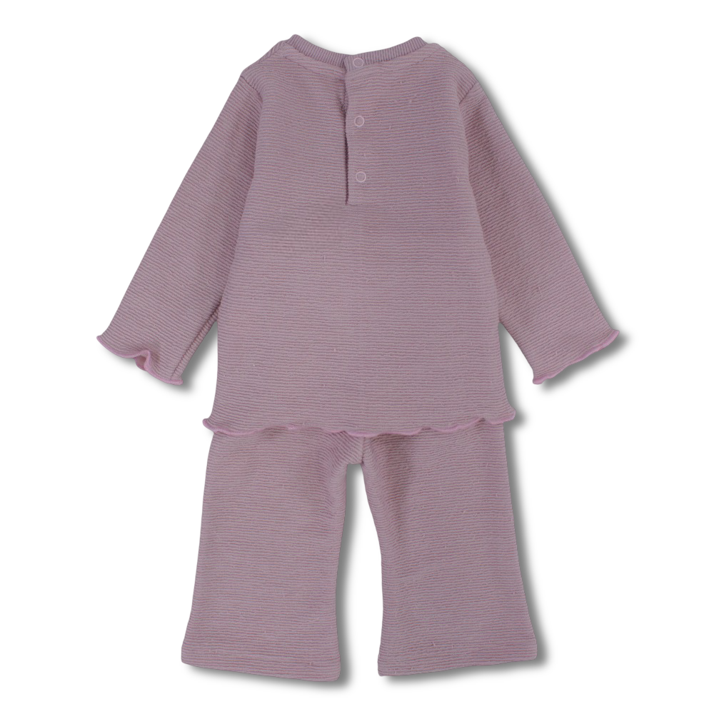 Baby Girls Cotton 2-Piece Outfit Set Dusty Pink with "Sharing Perfect Hug" Design