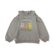 Baby Girls Cotton Blouse - Beige with "Happy Time" Cute Bear Design