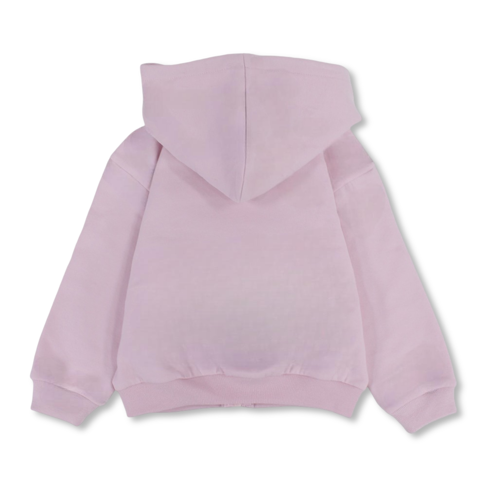 Baby Girls Cotton Hooded Jacket  – Pink with Bear Head Embrodery