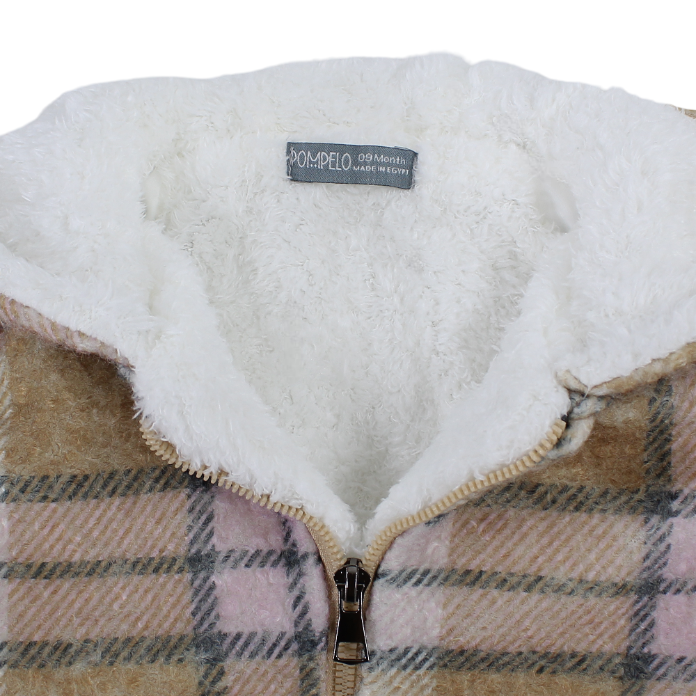 Baby Girls Fur Hooded Jacket - Beige with Soft Fur Interior