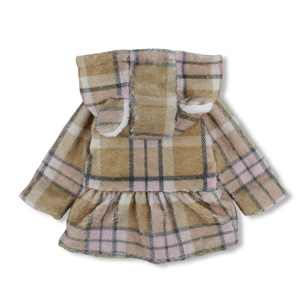 Baby Girls Fur Hooded Jacket - Beige with Soft Fur Interior