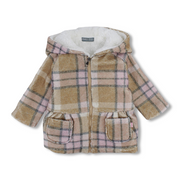Baby Girls Fur Hooded Jacket - Beige with Soft Fur Interior