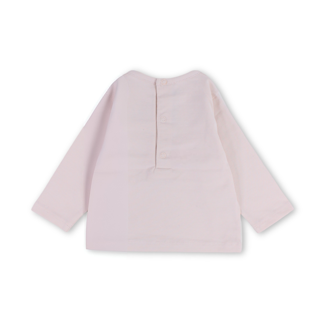 Baby Girls Cotton Blouse – Pink with Bunny Face Embroidered