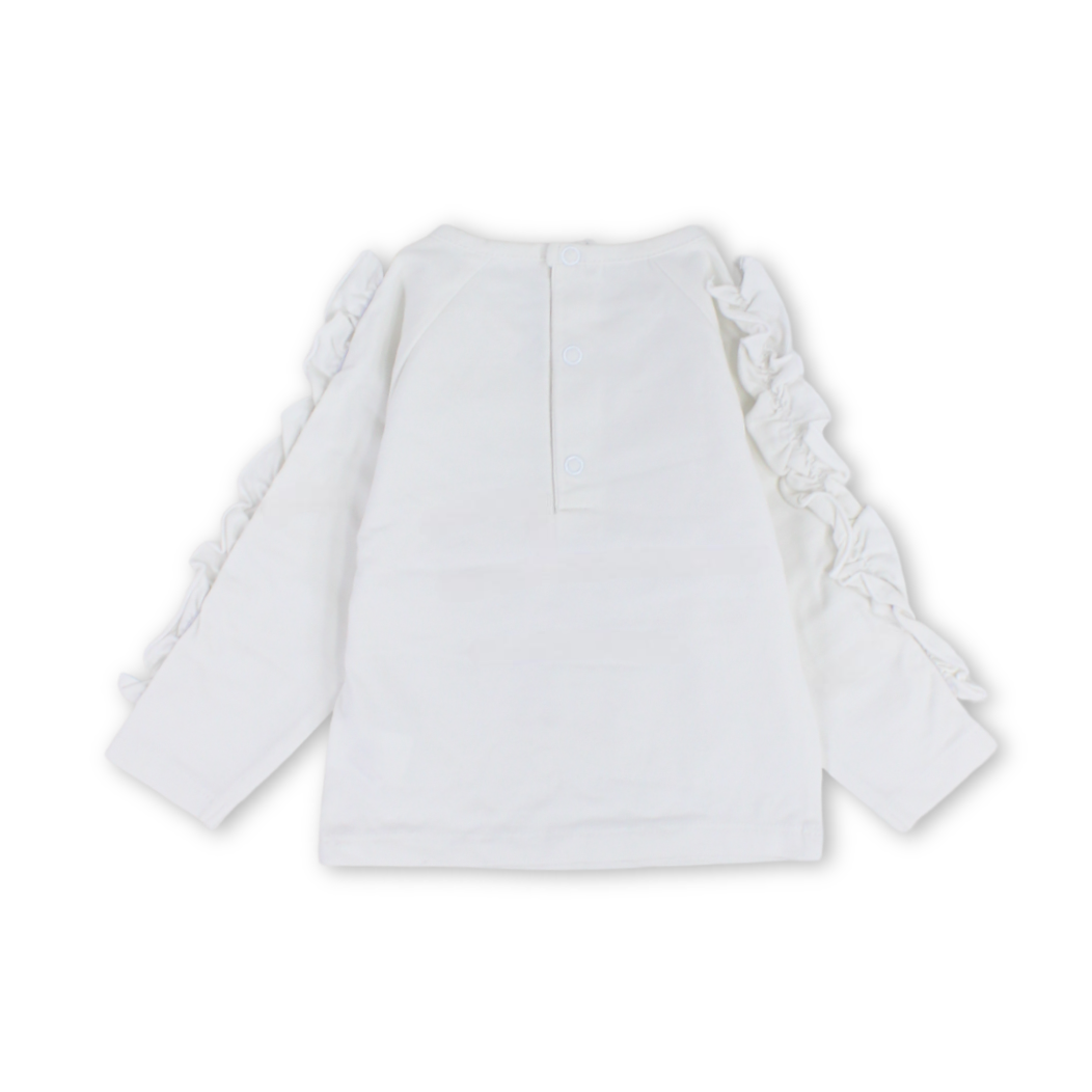 Baby Girls Cotton Blouse – White with Girl Print
