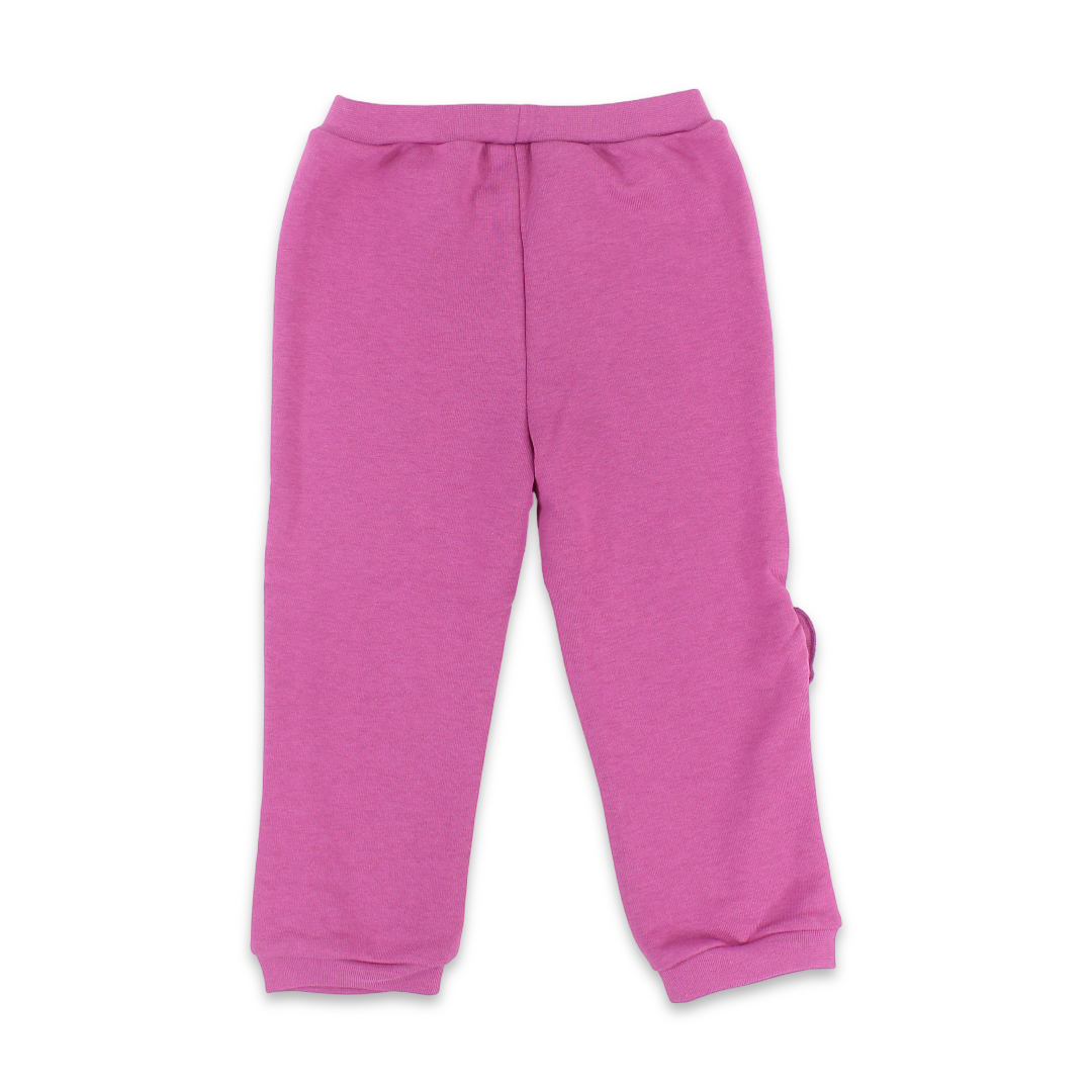 Baby Girls Cotton Pants – Pink with Side Ruffles