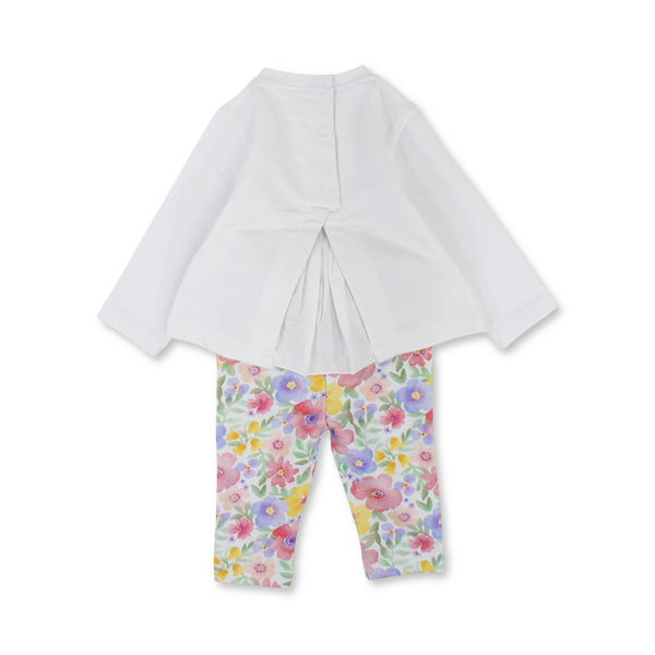 Baby Girls Cotton 2-Piece Outfit Set – White with "Nice to Met You" Embroidery