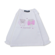 Baby Girls Cotton Blouse – White with Dog Print