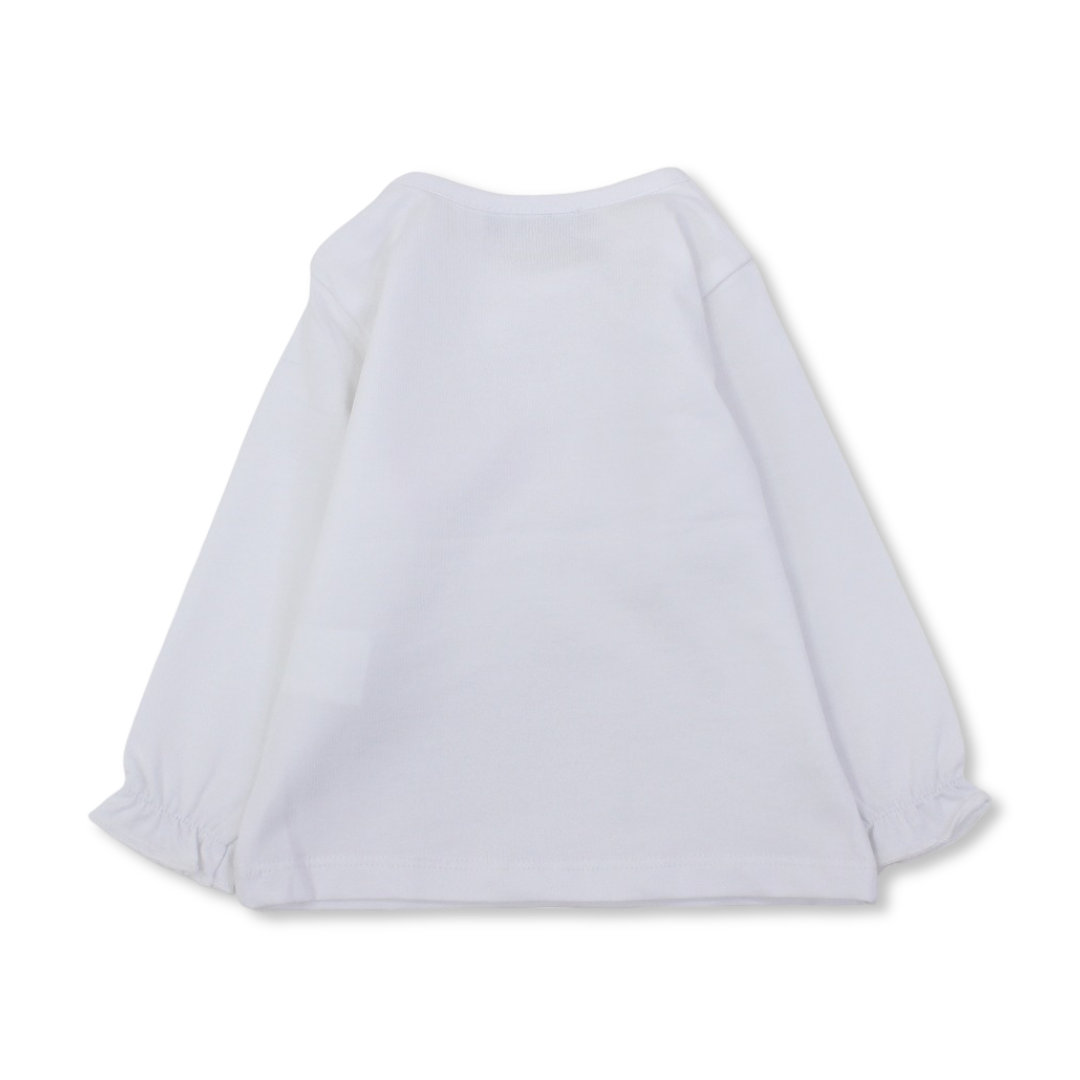 Baby Girls Cotton Blouse – White with Dog Print