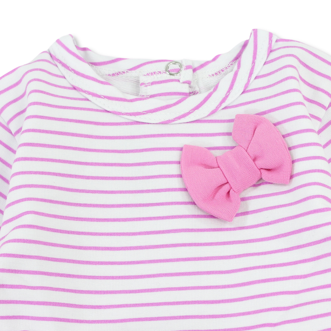 Baby Girls Cotton Dress – Pink with Bow Design