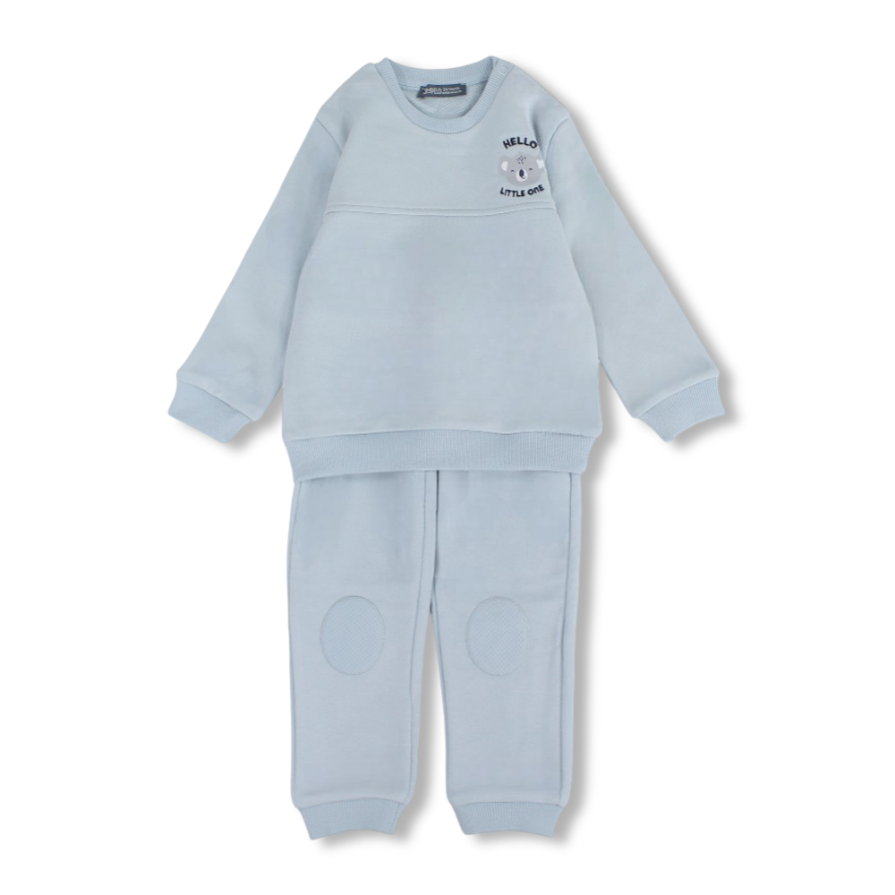 Baby Boys Cotton 2-Piece Outfit Set – Babyblue with Koala Embroidery