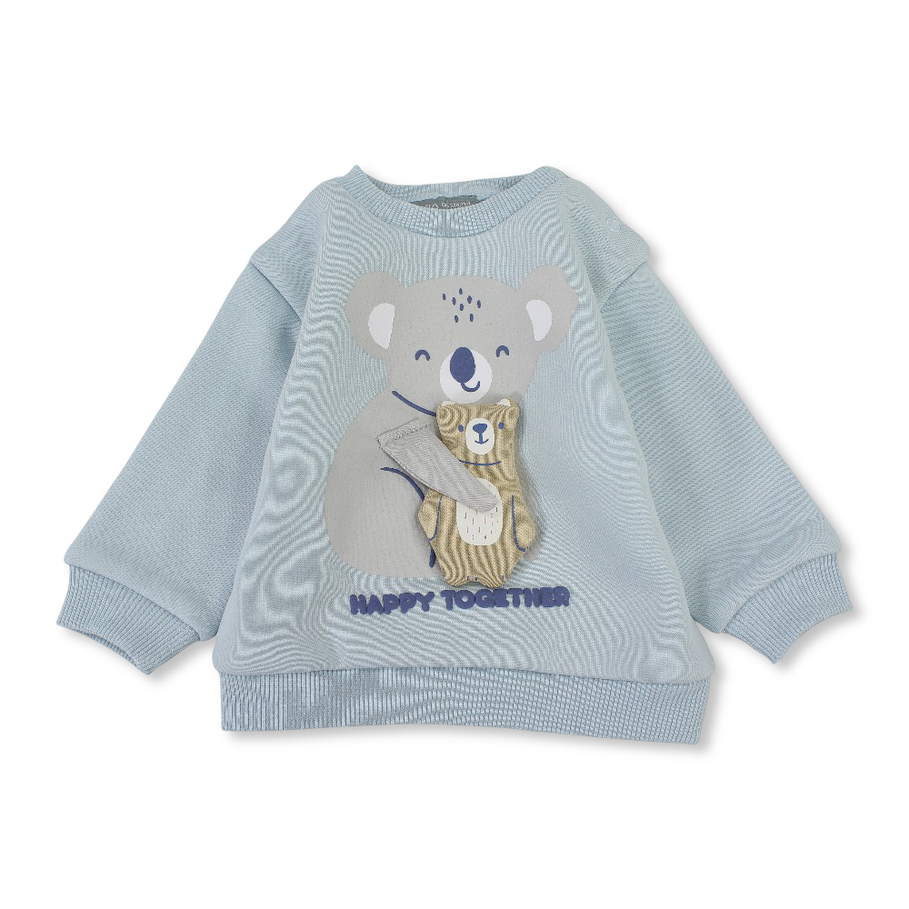 Baby Boys Cotton Sweatshirt – Baby Blue with Koala Design