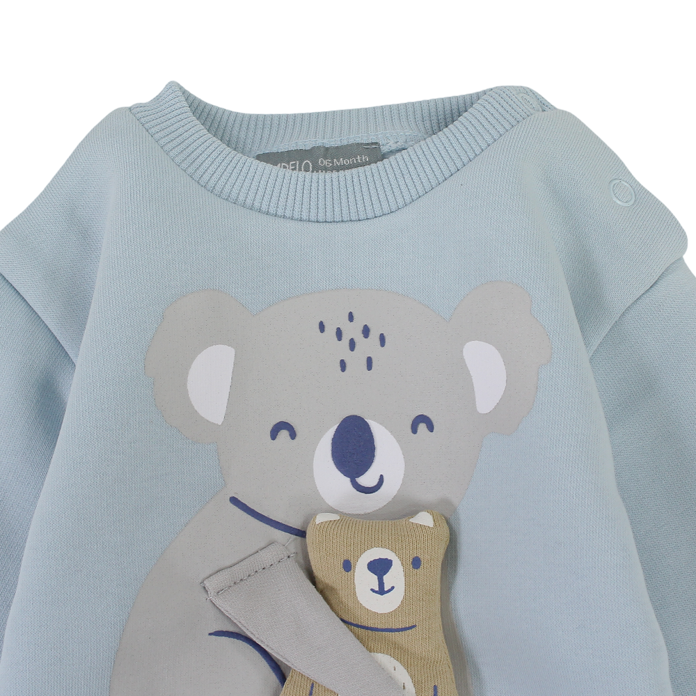 Baby Boys Cotton Sweatshirt – Baby Blue with Koala Design