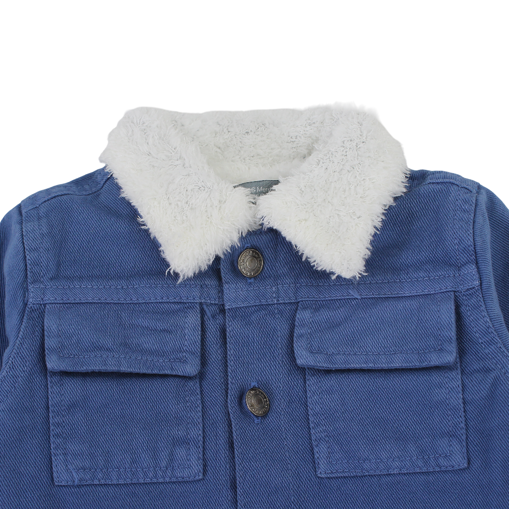 Baby Boys Fur Jacket – Navy