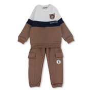 Baby Boys Cotton 2-Piece Outfit Set – Brown with Bear Design