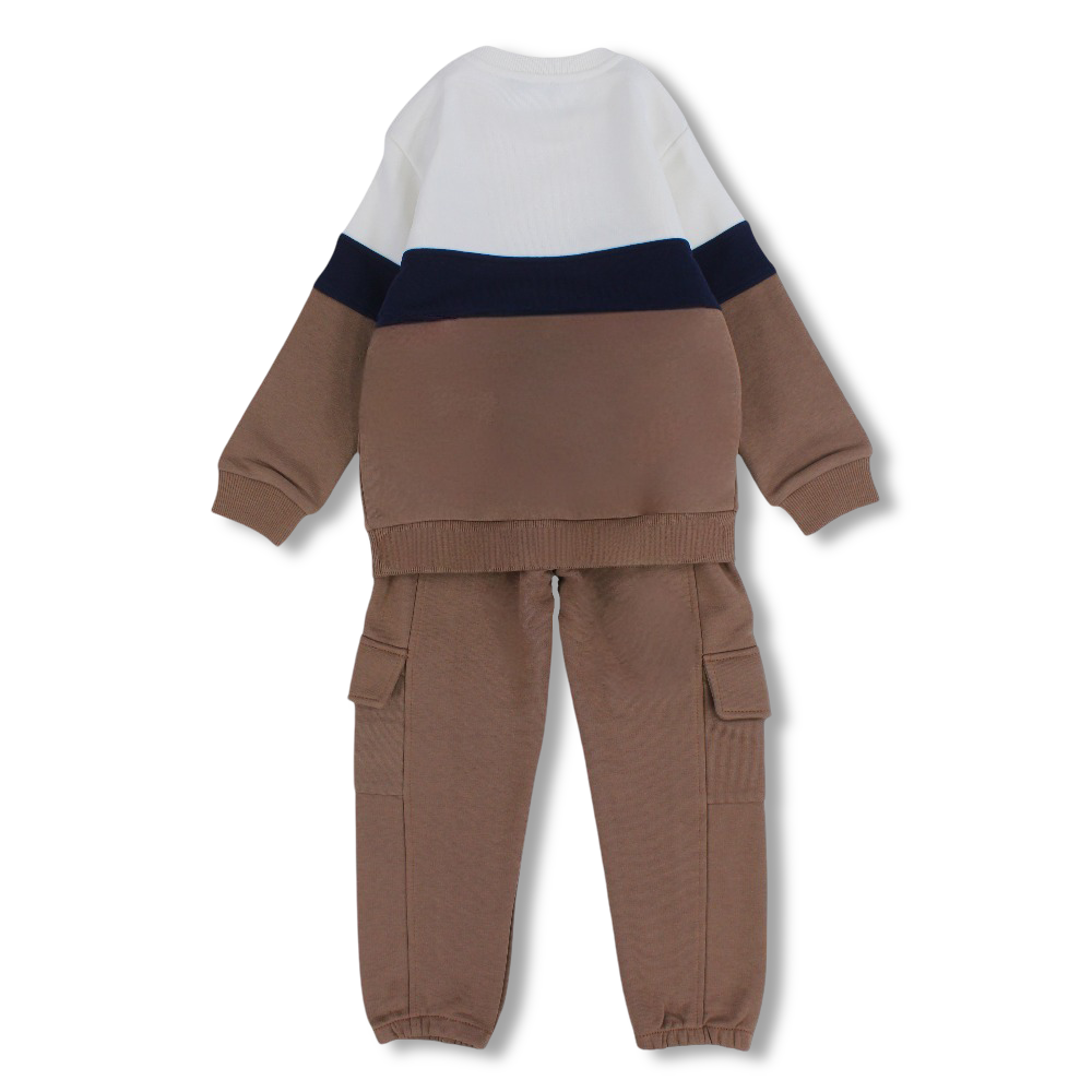 Baby Boys Cotton 2-Piece Outfit Set – Brown with Bear Design