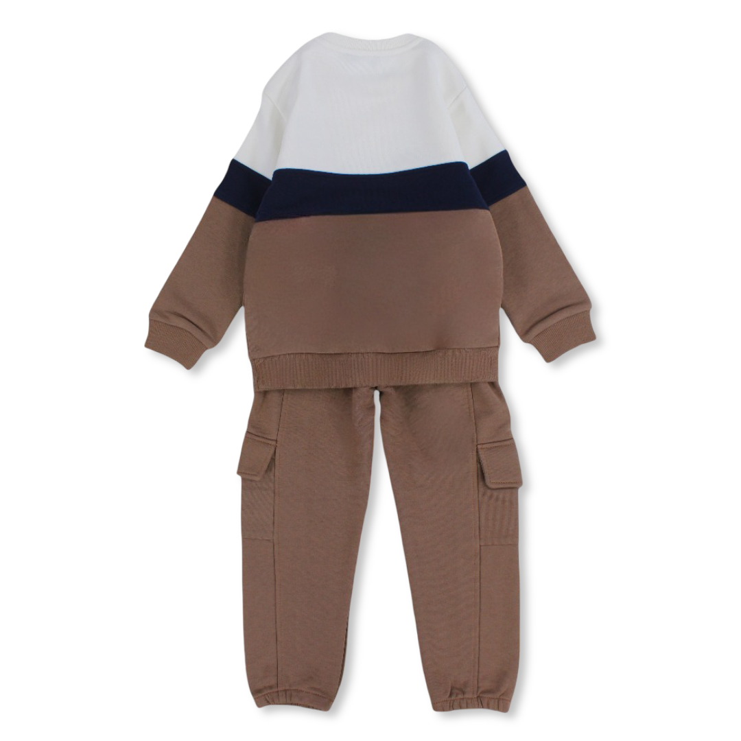Baby Boys Cotton 2-Piece Outfit Set – Brown with Bear Design