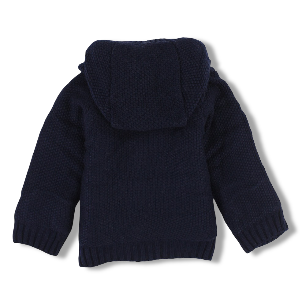 Baby Boys Wool Jacket – Navy with Bear Design