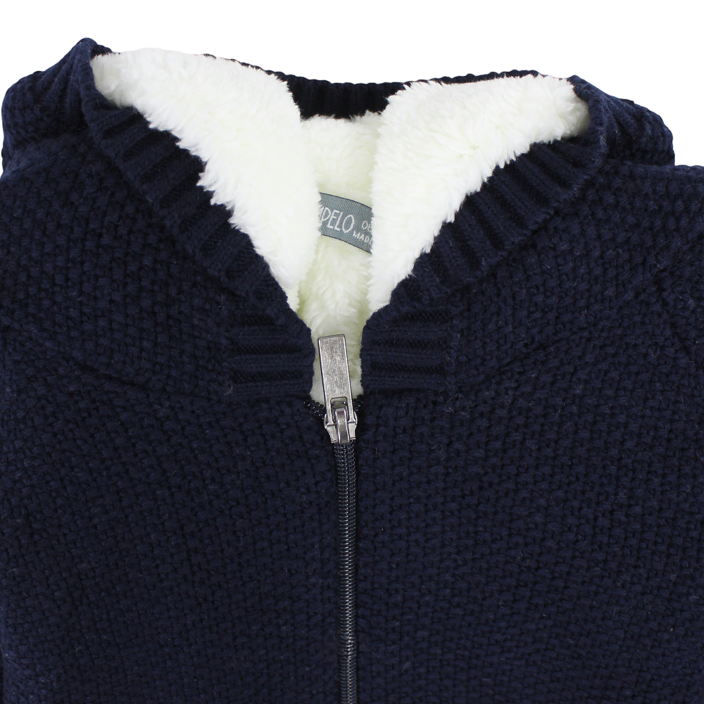 Baby Boys Wool Jacket – Navy with Bear Design