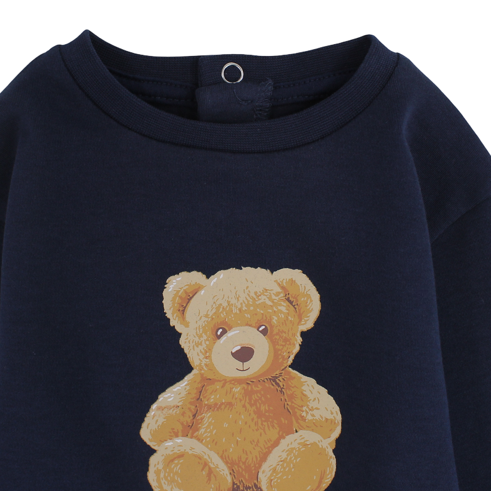 Baby Boys Cotton T-Shirt – Navy with Bear Print