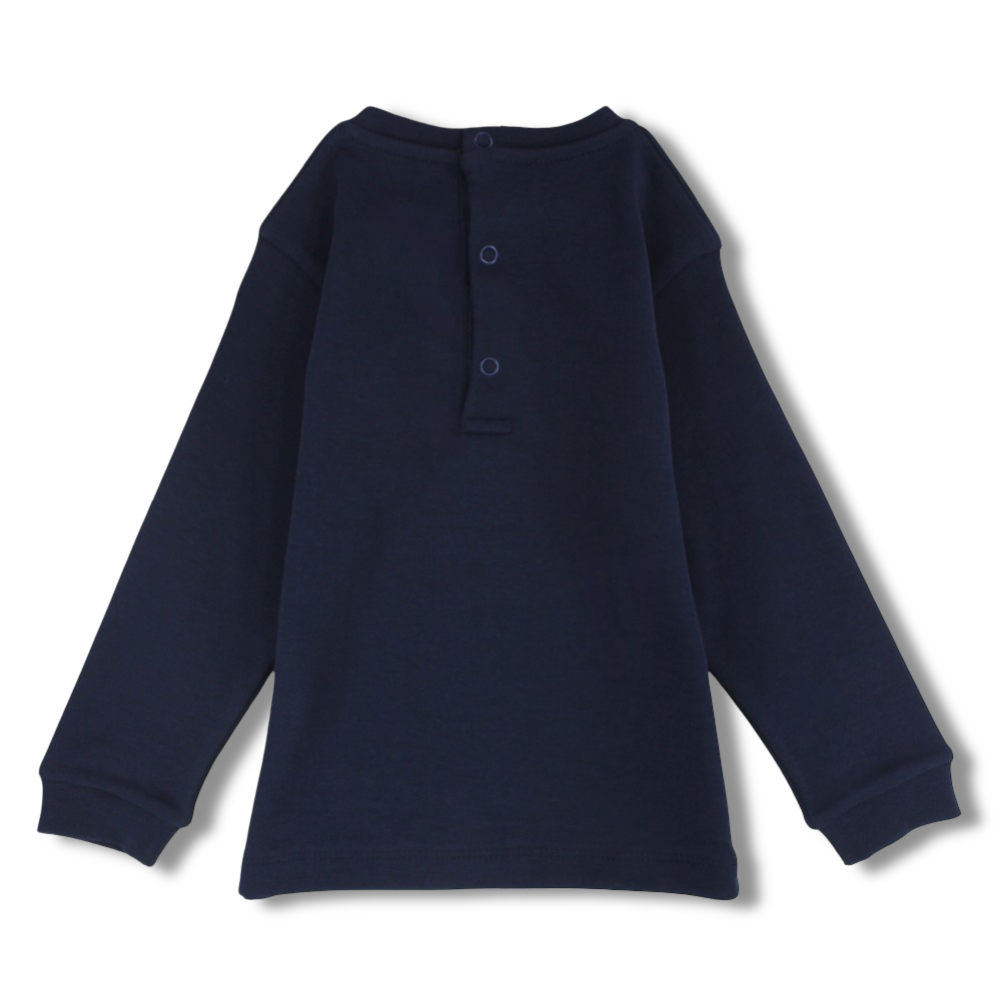 Baby Boys Cotton T-Shirt – Navy with Bear Print