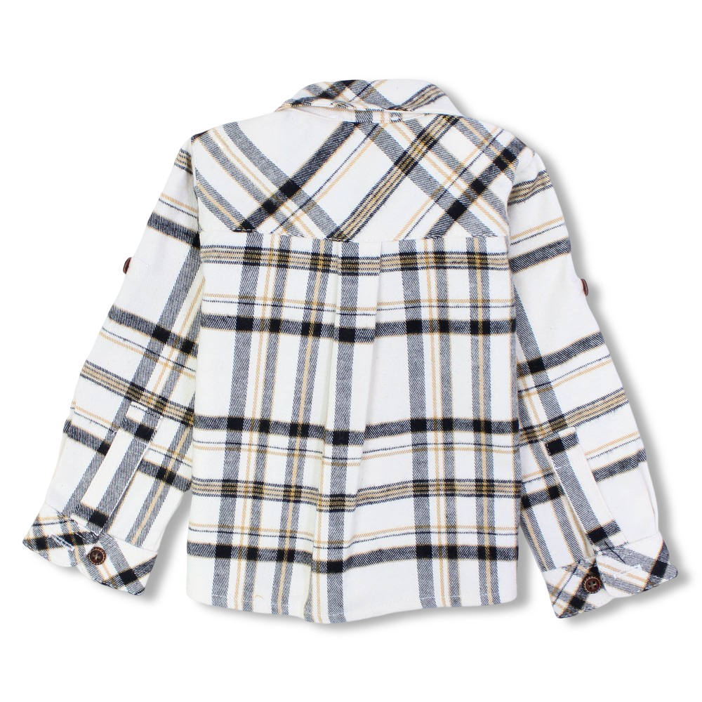 Baby Boys Cotton Shirt – Checkered Navy/Beige