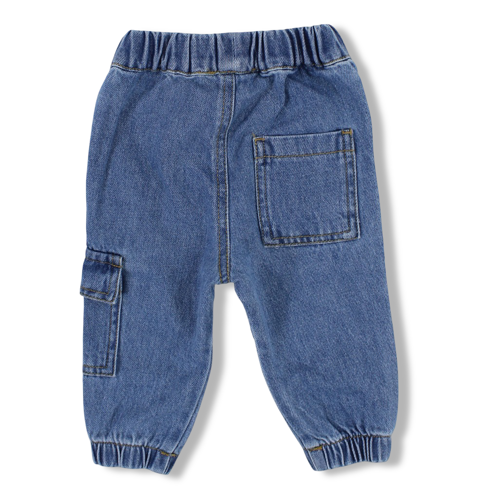 Baby Boys Denim Cargo Pants – Dark Jeans