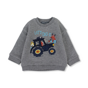 Baby Boys Cotton Sweatshirt - Grey with "Let's Dig It" Design