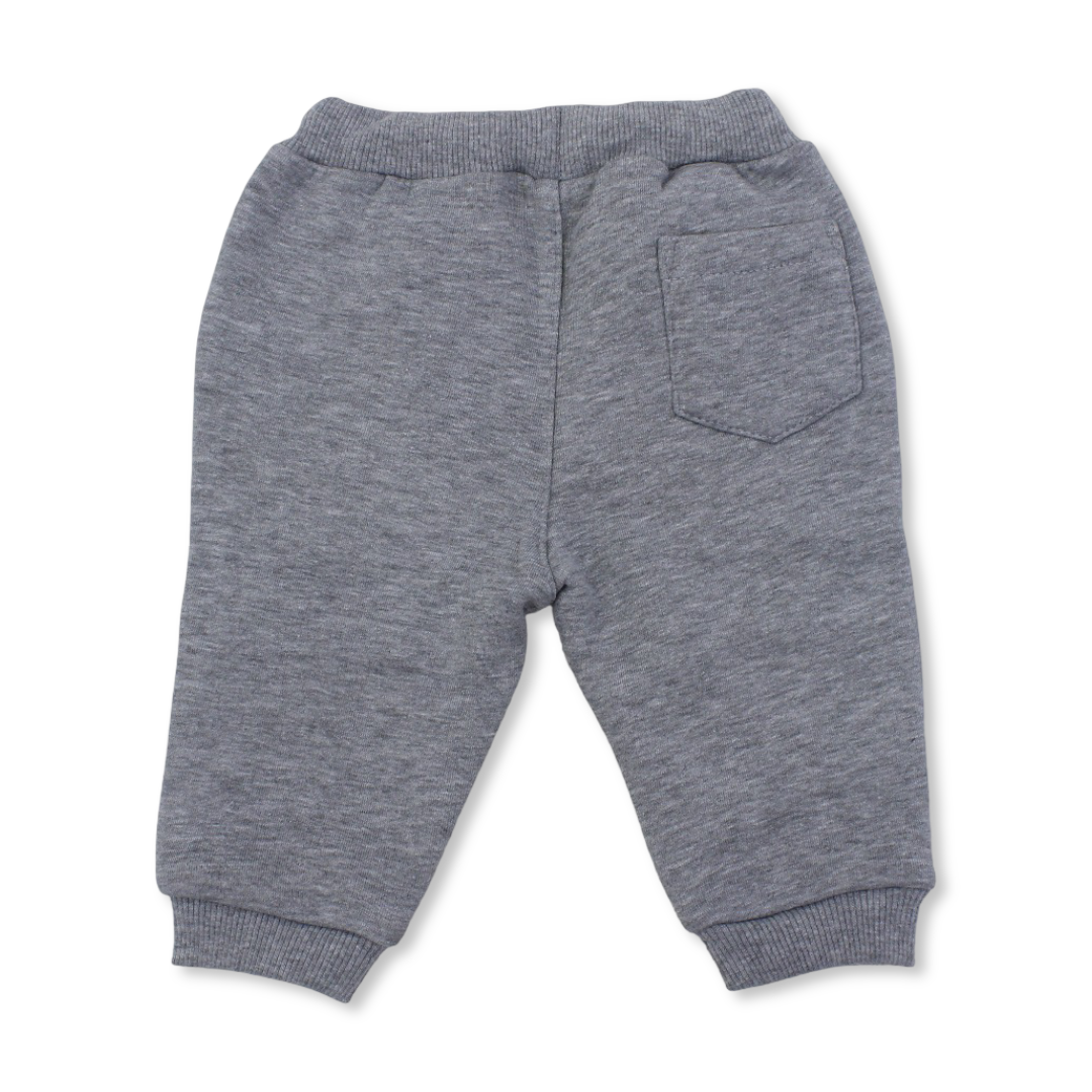 Baby Boys Cotton Sweat Pants – Grey with Fox Print