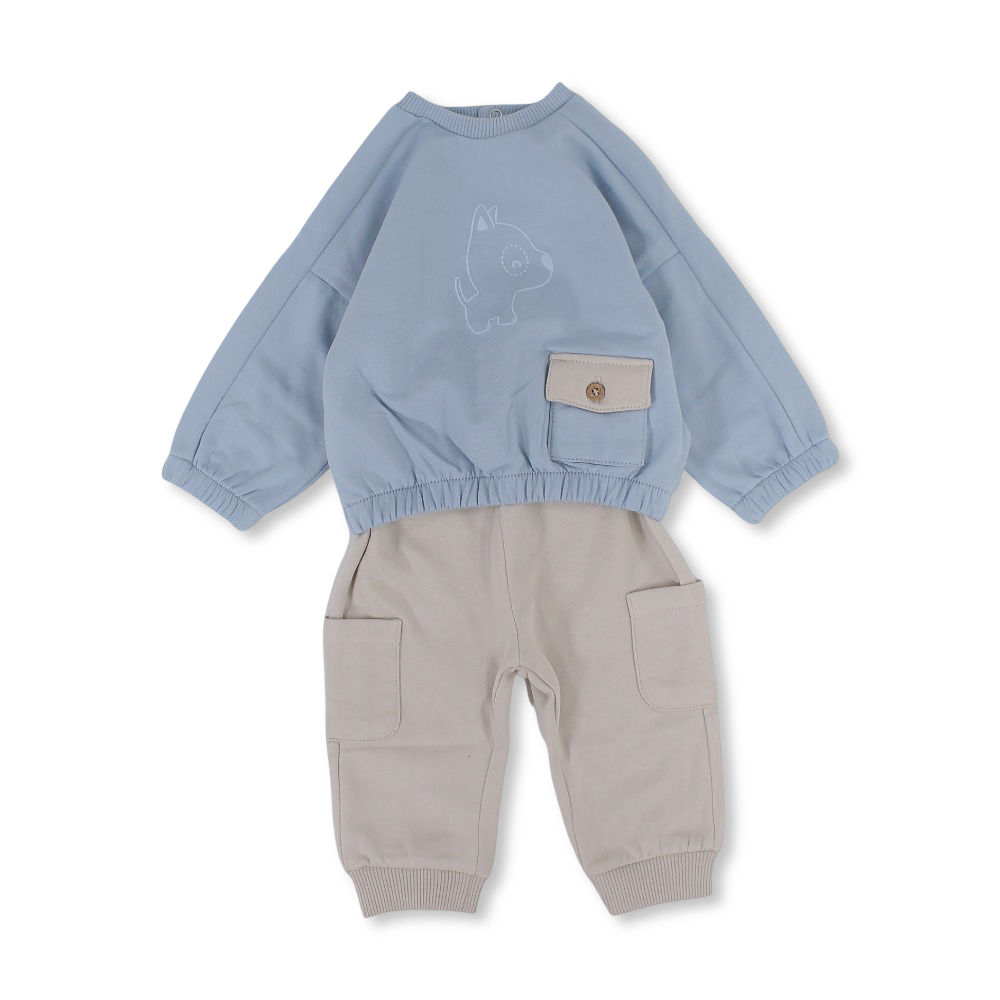 Baby Boys Cotton Outfit Set – Baby Blue