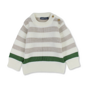 Baby Wool Striped Pullover – Off-White & Green