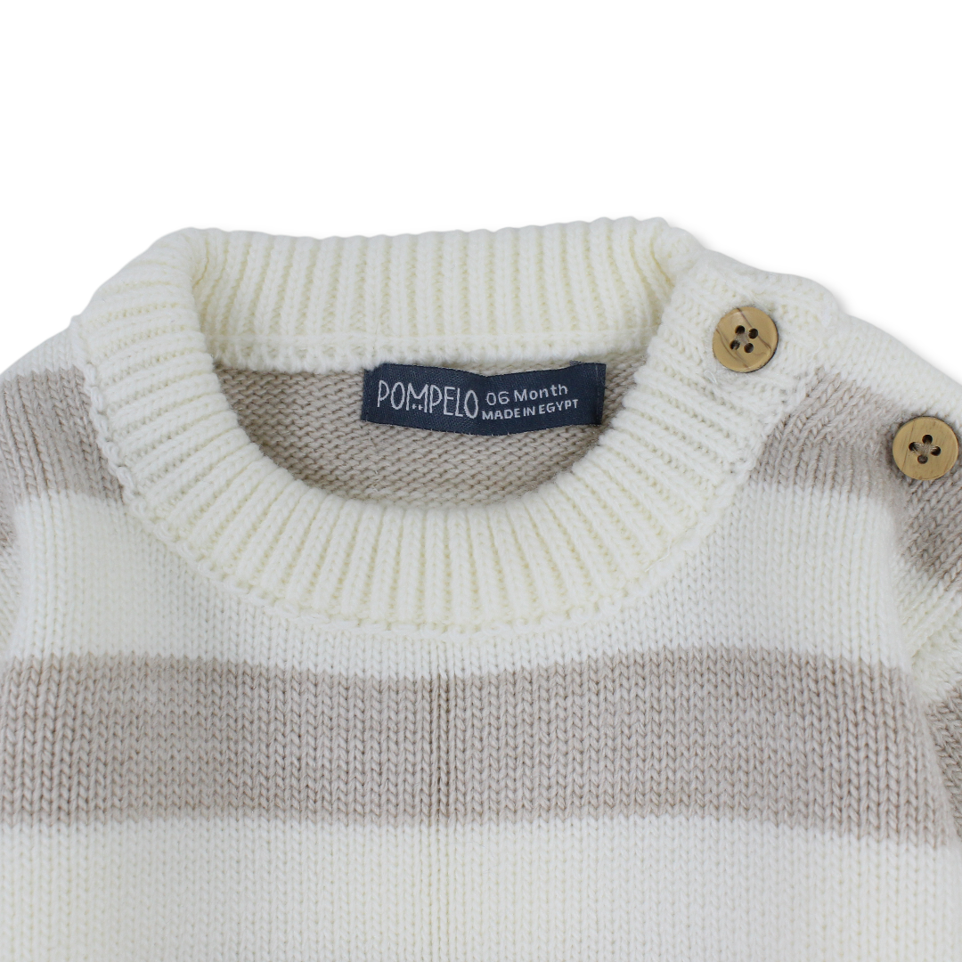 Baby Wool Striped Pullover – Off-White & Green