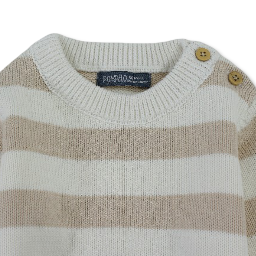 Baby Boys Wool Pullover - Striped Beige