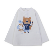Baby Boys Cotton T-Shirt – Off-White with Fox Print