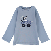 Baby Boys Cotton T-Shirt – Baby Blue with a Driving Dog Print