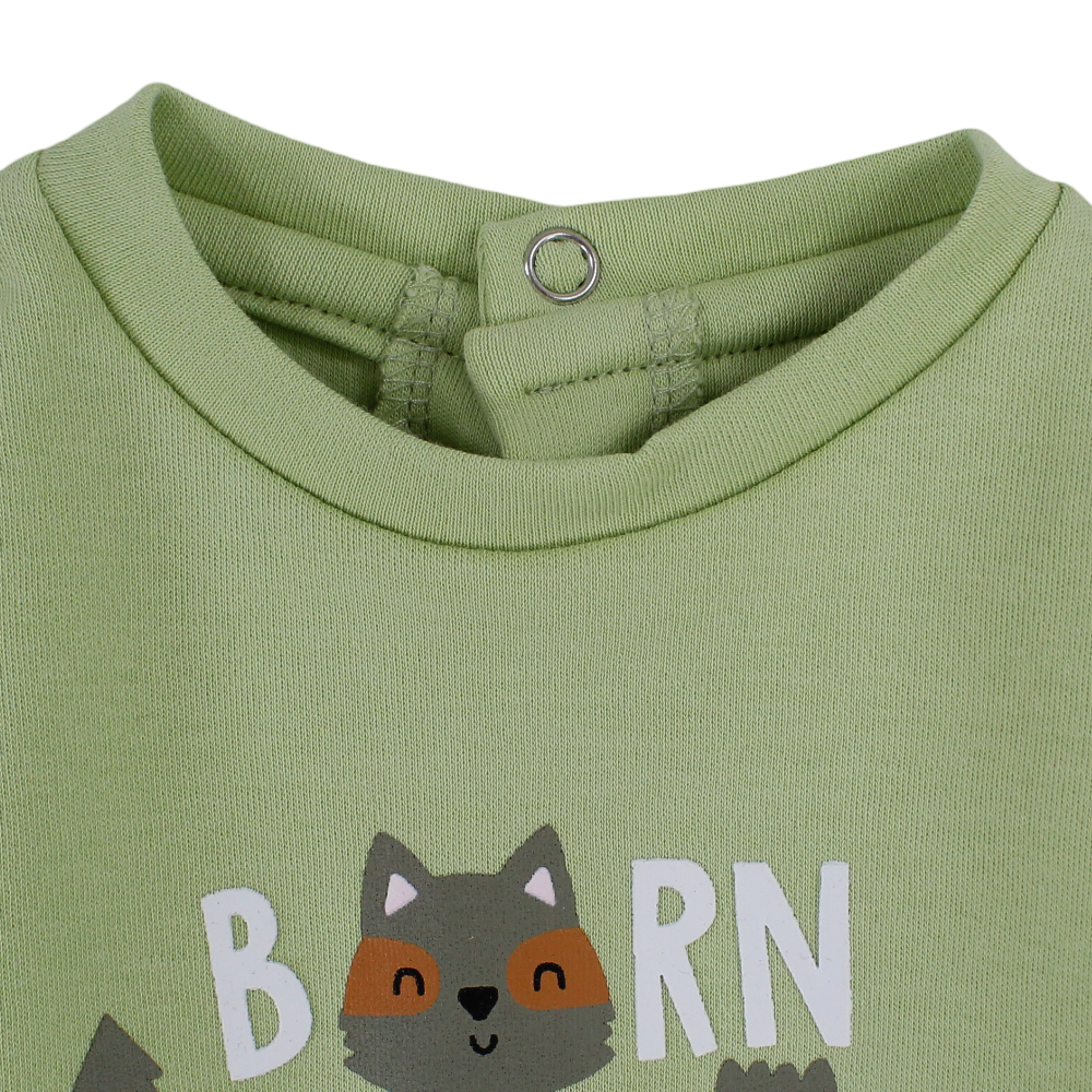 Baby Boys Cotton T-Shirt – Green with "Born to be Explorer" Print