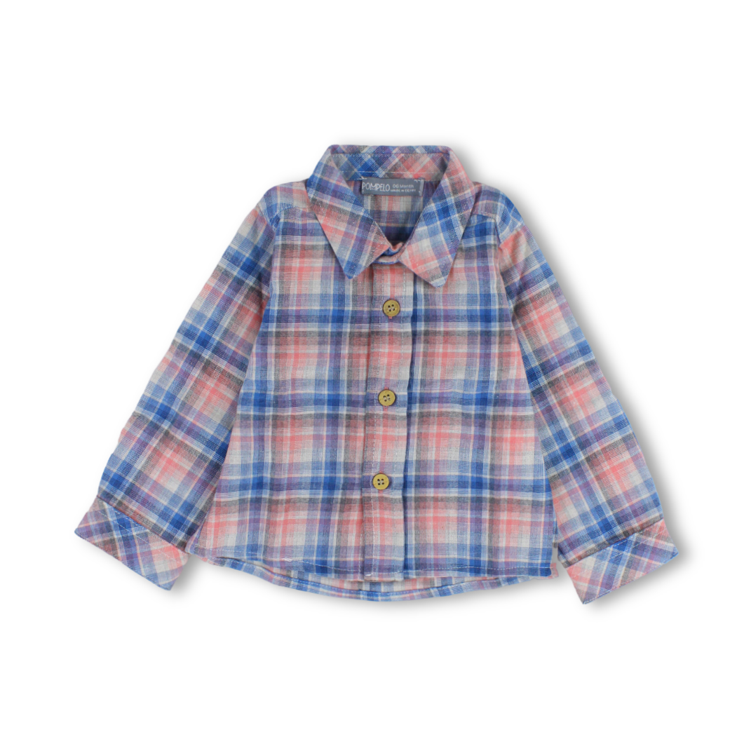 Baby Boys Wool Shirt – Checkered Print